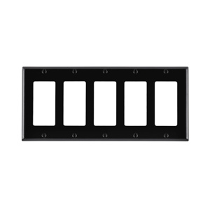 Leviton Standard Decorator Wallplates 5 Gang Black Thermoset Plastic Device