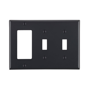 Leviton Standard Decorator Toggle Wallplates 3 Gang Black Nylon Device