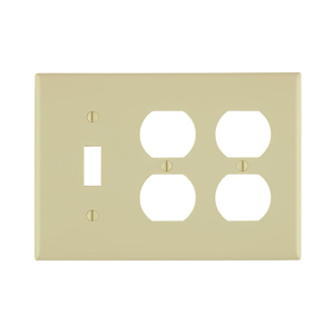 Leviton Standard Duplex Toggle Wallplates 3 Gang Ivory Nylon Device