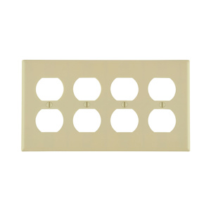 Leviton Standard Duplex Wallplates 4 Gang Ivory Thermoset Plastic Device