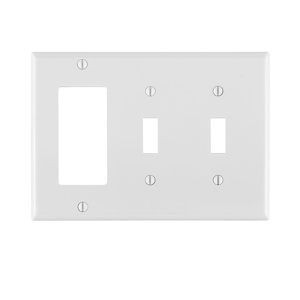 Leviton Standard Decorator Toggle Wallplates 3 Gang White Nylon Device