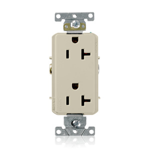 Leviton 16342 Series Duplex Receptacles 20 A 125 V 2P3W 5-20R Commercial Specification Grade Decora® Ivory