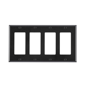 Leviton Standard Decorator Wallplates 4 Gang Black Thermoset Plastic Device