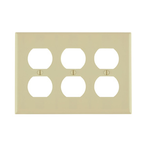 Leviton Standard Duplex Wallplates 3 Gang Ivory Thermoset Plastic Device