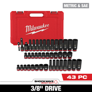 Milwaukee Metric / SAE Socket Sets Deep/Standard 3/8 in 43 Piece 6 Point