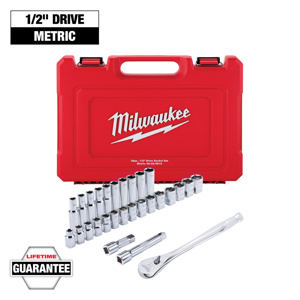 Milwaukee Metric Socket Sets Deep/Standard 1/2 in 28 Piece