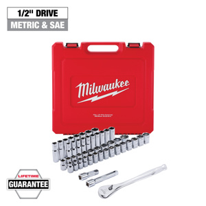 Milwaukee Metric / SAE Socket Sets Deep/Standard 1/2 in 47 Piece