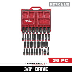 Milwaukee Metric / SAE Socket Sets Deep 3/8 in 36 Piece 6 Point