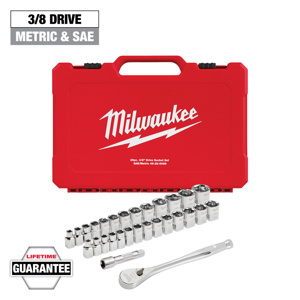 Milwaukee Metric / SAE Socket Sets Standard 3/8 in 29 Piece