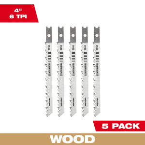 Milwaukee Jigsaw Blades 5 Piece 6 TPI 4 in Wood