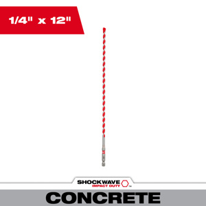 Milwaukee Carbide Tip Hammer Drill Bits 1/4 x 12 in Carbide Tipped Quick-change Hex Shank 1/4 in