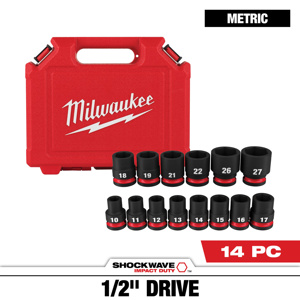 Milwaukee Metric Socket Sets Standard 1/2 in 14 Piece 6 Point