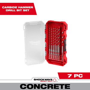 Milwaukee Hammer Drill Bit Sets 7 Piece Carbide Tipped 5/32 - 3/8 in