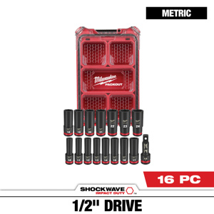 Milwaukee Metric Socket Sets Deep 1/2 in 16 Piece 6 Point