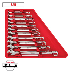 Milwaukee Combination Wrench Sets 11 Piece 1/4 in, 5/16 in, 11/32 in, 3/8 in, 7/16 in, 1/2 in, 9/16 in, 5/8 in, 11/16 in, 3/4 in, 7/8 in SAE