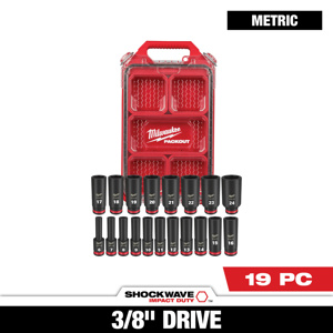 Milwaukee Metric Socket Sets Deep 3/8 in 19 Piece 6 Point