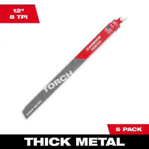 Milwaukee SAWZALL® Reciprocating Saw Blades <em class="search-results-highlight">5</em> Piece 8 TPI <em class="search-results-highlight">12</em> in Metal