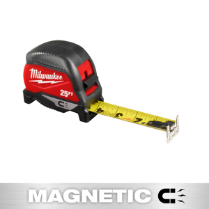 Milwaukee Magnetic Tip Tape Measures 25 ft SAE Automatic Rewind Toggle Lock 1-1/8 in