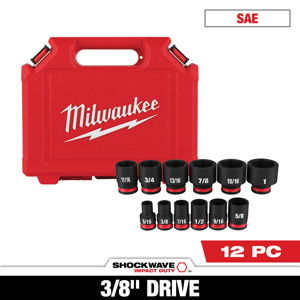 Milwaukee SAE Socket Sets Standard 3/8 in 12 Piece 6 Point