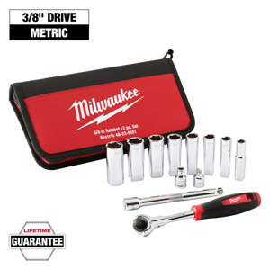 Milwaukee Metric Socket Sets Deep 3/8 in 12 Piece
