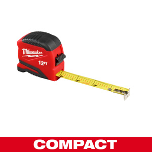 Milwaukee Compact Tape Measures 12 ft SAE Automatic Rewind Toggle Lock 13/16 in
