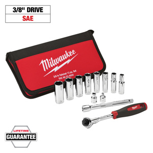 Milwaukee SAE Socket Sets Deep 3/8 in 12 Piece