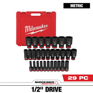 Milwaukee Metric Socket Sets Deep 1/2 in 29 Piece 6 Point