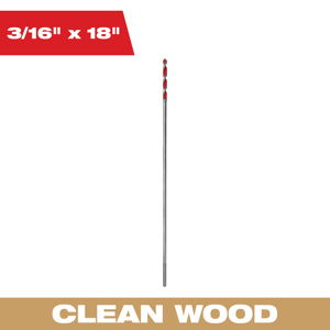 Milwaukee Standard Point Bellhanger Drill Bits 3/16 x 18 in High Speed Steel 3 Flat Shank