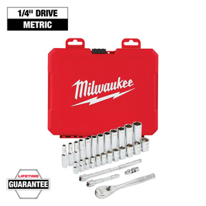 Milwaukee Metric Socket Sets Deep/Standard 1/4 in 28 Piece