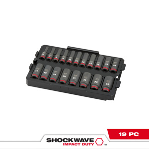 Milwaukee Metric Socket Sets Deep 3/8 in 19 Piece 6 Point