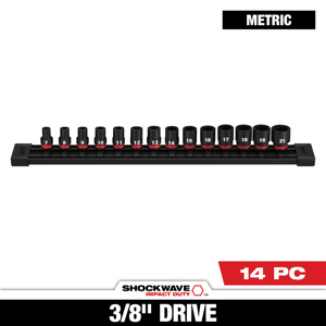 Milwaukee Metric Socket Sets Standard 3/8 in 14 Piece 6 Point