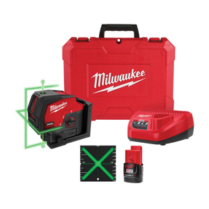 Milwaukee Cross Line and Plumb Point Laser Kits 125 ft (165 with Detector) Cordless 15 hr