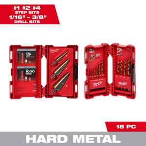 Milwaukee Step Drill Bit Sets 3 Piece High Speed Steel 1/8 - 1-1/8 in Elongated Dual Flute