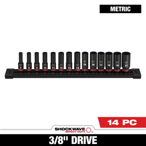 Milwaukee Metric Socket Sets Deep 3/8 in 14 Piece 6 Point
