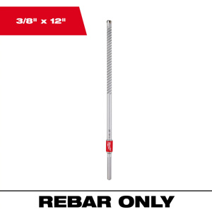 Milwaukee Rebar Cutter Drill Bits 3/8 x 12 in Carbide 3 Flat Shank 3/8 in