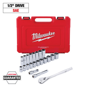 Milwaukee SAE Socket Sets Deep/Standard 1/2 in 22 Piece