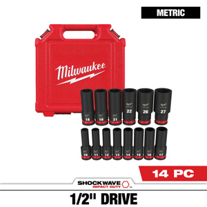 Milwaukee Metric Socket Sets Deep 1/2 in 14 Piece 6 Point