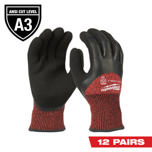 Milwaukee Insulated Dipped Winter Gloves Large Red<multisep/>Black Nylon *Contains Latex No Flame Resistance