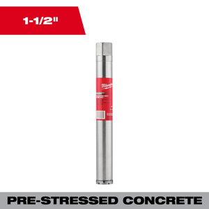 Milwaukee Pre-stressed Concrete Wet Core Bits 1-1/2 x 15 in Diamond Coated 5/8 in