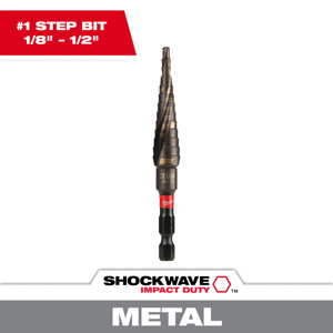 Milwaukee Step Drill Bits 1/8 - 1/2 in Titanium 13 Step Quick-change Hex Shank 1/4 in