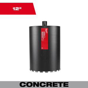 Milwaukee Ultra Wet Core Bits 12 x 20.27 in Diamond Coated,High Carbon Steel 1-1/4 in