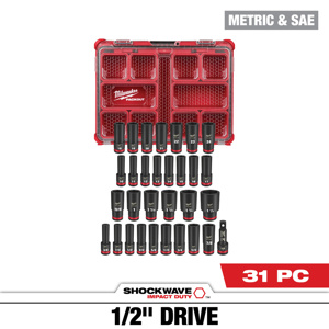 Milwaukee Metric / SAE Socket Sets Deep 1/2 in 31 Piece 6 Point