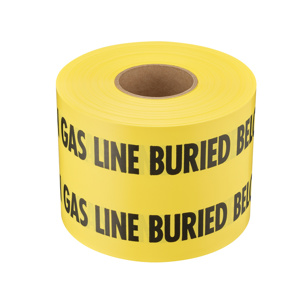Milwaukee Underground Hazard Tape Black<multisep/>Yellow 6 in x 1000 ft Gas Line Buried Below