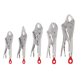 Milwaukee Locking Plier Sets 5 Piece Curved, Long Nose, Straight