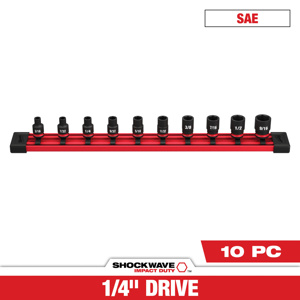Milwaukee SAE Socket Sets Standard 1/4 in 10 Piece 6 Point