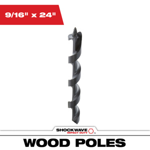 Milwaukee Screw Point Lineman Auger Drill Bits 9/16 x 24 in Steel Hexagonal 7/16 in