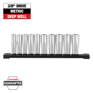 Milwaukee Metric Socket Sets Deep 3/8 in 10 Piece 6 Point