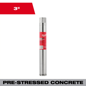 Milwaukee Pre-stressed Concrete Wet Core Bits 3 x 15 in Diamond Coated 5/8 in