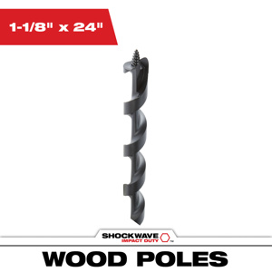 Milwaukee Screw Point Lineman Auger Drill Bits 1-1/8 x 24 in Steel Hexagonal 7/16 in