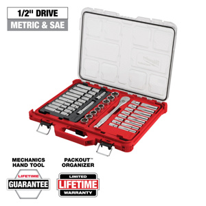 Milwaukee Metric / SAE Socket Sets Deep/Standard 1/2 in 47 Piece